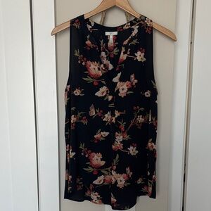 Joie Black Floral Sleeveless Blouse